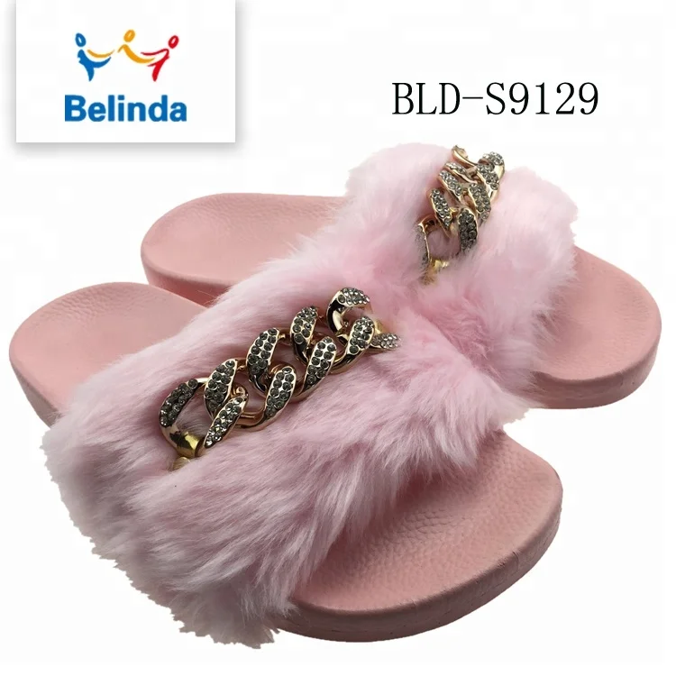 Fashion Slippers Women Soft Slides Footwear Faux Furry Fur