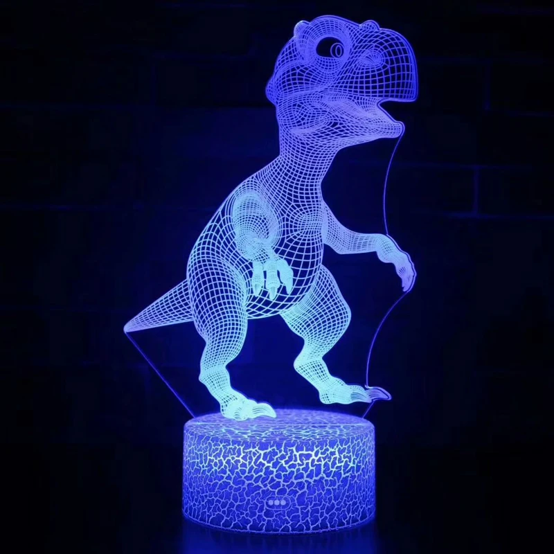 3D Illusion Led Lamp Dinosaur 7 Color Led Bulb Decoration Animal Night Light Touch Sleeping Nightlight Table Lamp Boys Gifts