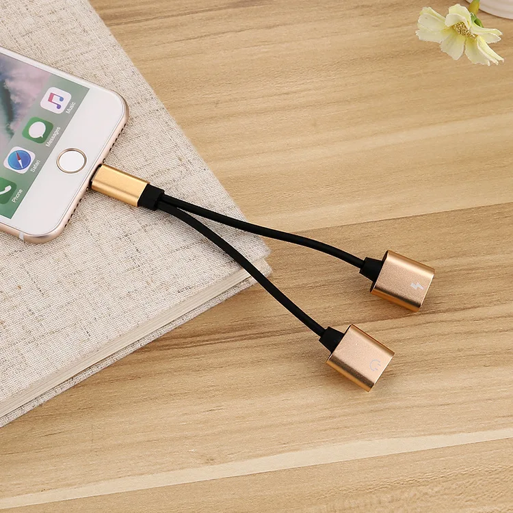 Wholesale application of iPhone 7 headset adapter for iphone 8X dual mother audio adapter DHl free