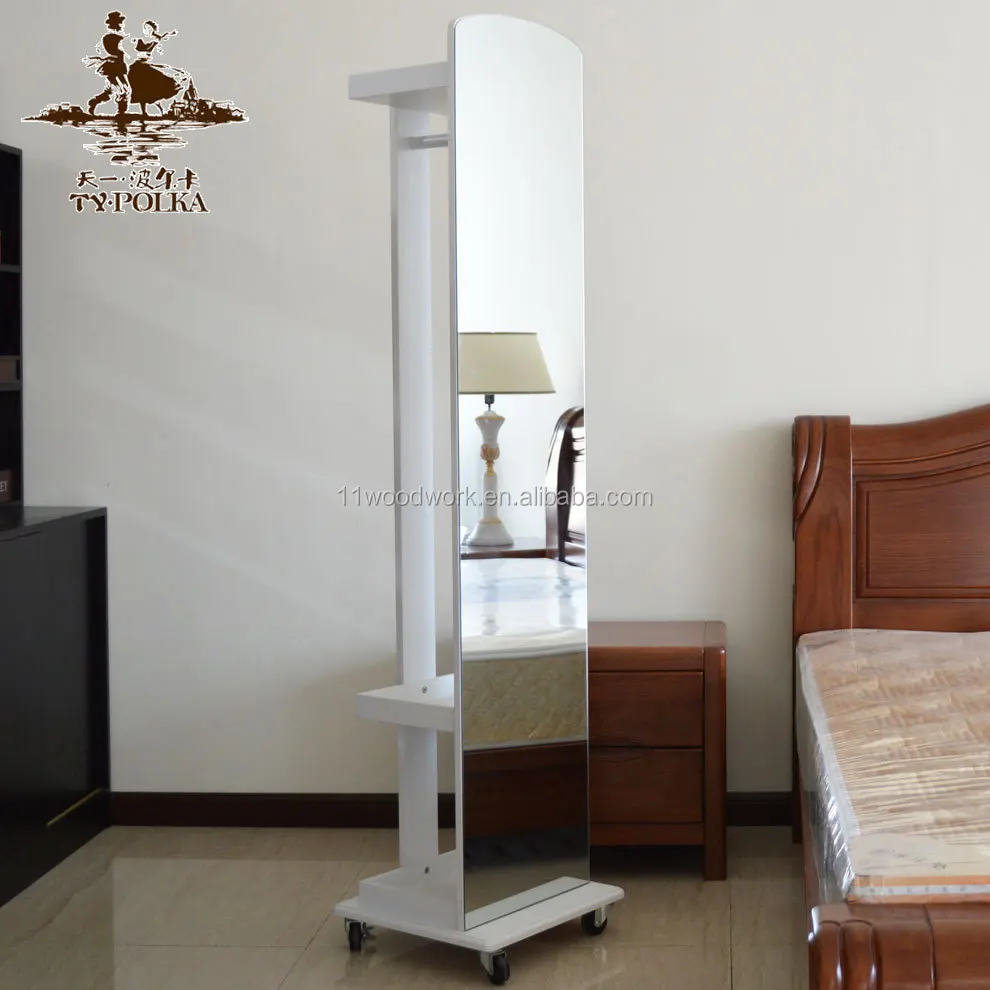 
Floor Stand Wooden Full Length Dressing Mirror With Wheels 