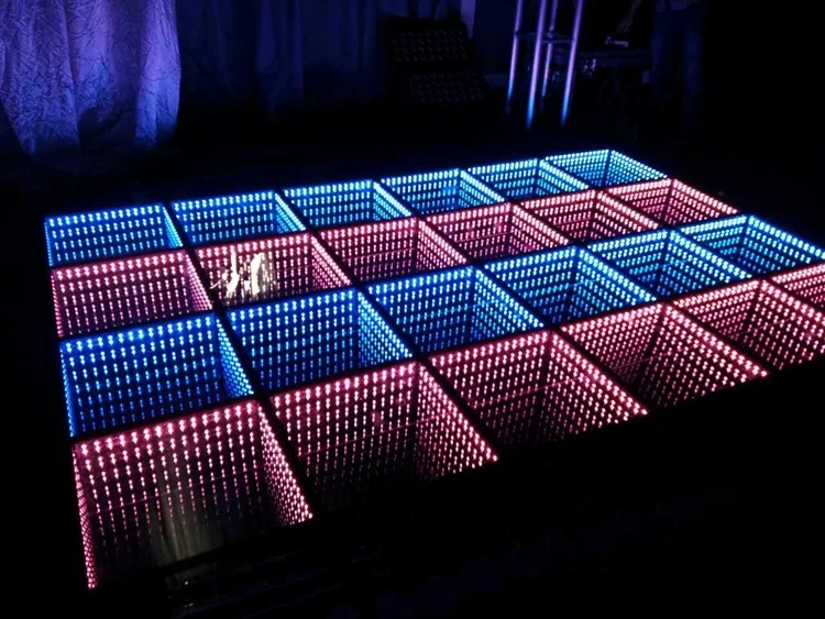 Stage Disco DJ Wedding Portable DMX RGB Colorful Starlit Magnet DanceFloor Wireless Magnetic Mirror 3D LED Dance Floor Light
