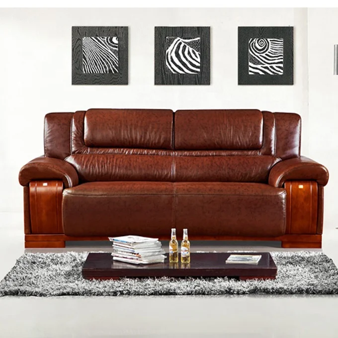 European style 1+1+3 leather office sofa set designs printed leather sofa