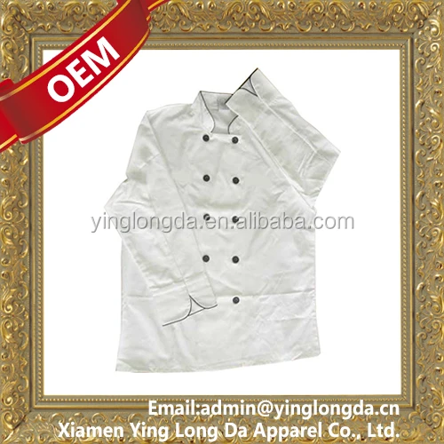 
China Practical Long Sleeve White Chef Shirt Uniform 