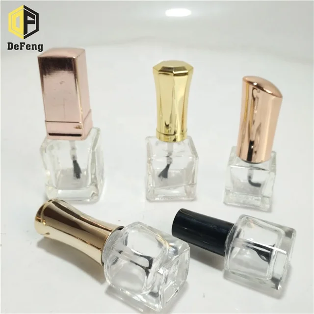 Wholesale 6ml 8ml 12ml 16ml square shape nail polish glass bottle gel nail polish bottle with cap and brush