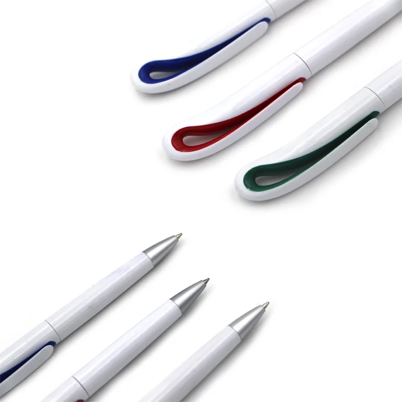 Promotional plastic white pen swan twist ball pen with custom logo
