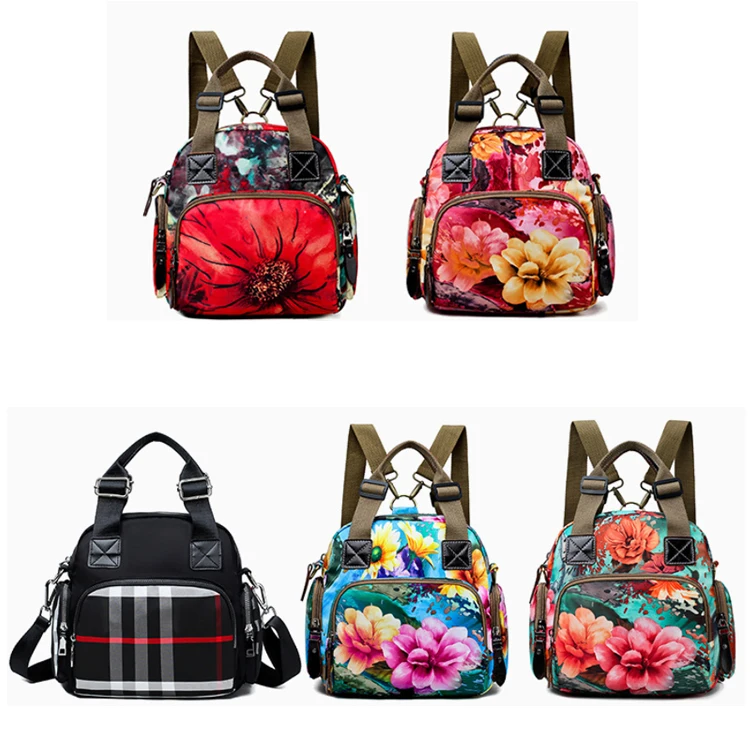 Osgoodway2 Waterproof Nylon Designer Floral Women Handbags Baby Diaper Bag Backpack for Mom