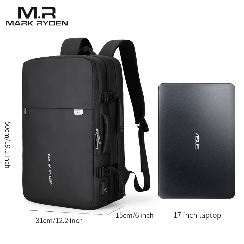 Mark Ryden  Large Capacity 17 Inch Laptop Backpack Waterproof Business Traveling Anti-Theft Smart  Backpack with USB Port MR8057