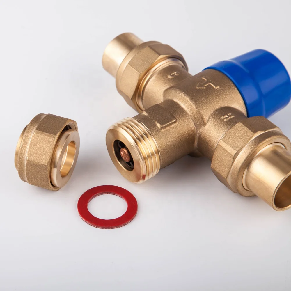 Прямая продажа с фабрики водонагреватель с защитой от ожогов температура термостатический смесительный 3/4 дюйма без примесей свинца и латунь смесительный клапан