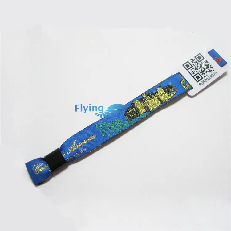 custom hot selling fabric security qr code rfid woven wristband for festival and concert