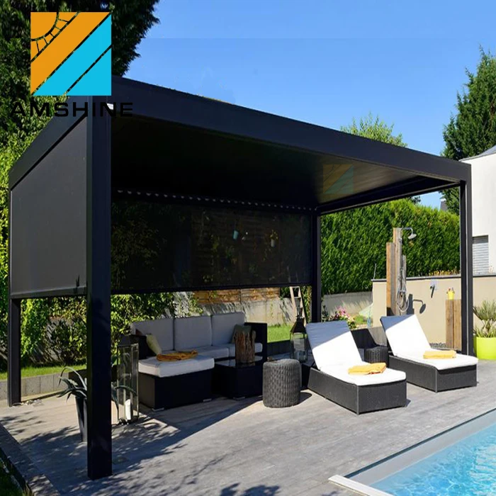 Водонепроницаемый алюминиевый автоматический Садовый Солнечный навес, беседка, крыша для жалюзи