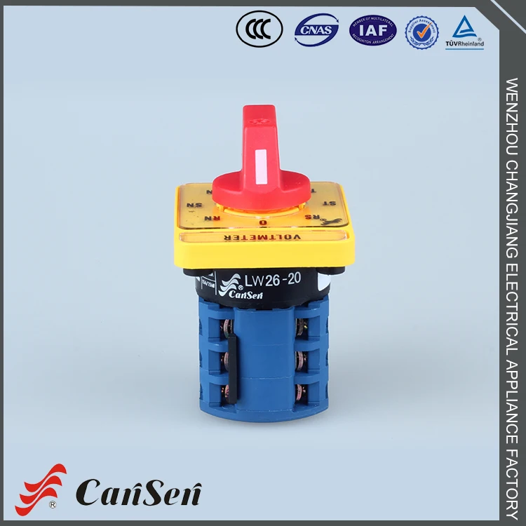 LW26-20 ВОЛЬТМЕТР CE Сертификат желтая табличка красный ручка изменение напряжения вольтметр селекторный Переключатель
