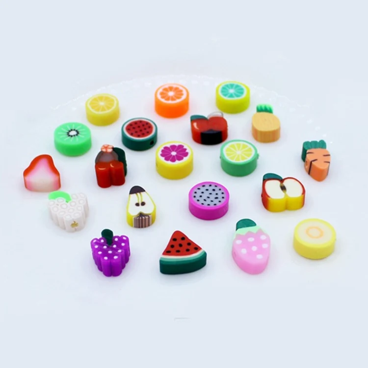 
custom made cartoon colorful diy polymer clay loose fruit beads for earring stud 