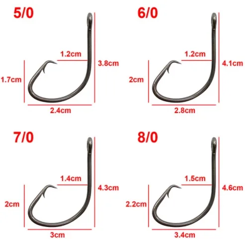 
High Carbon Steel Black Offset Sport Circle Fishing Hook Size 1 2 4 6 1/0 2/0 3/0 4/0 5/0 6/0 7/0 8/0 9/0 10/0 