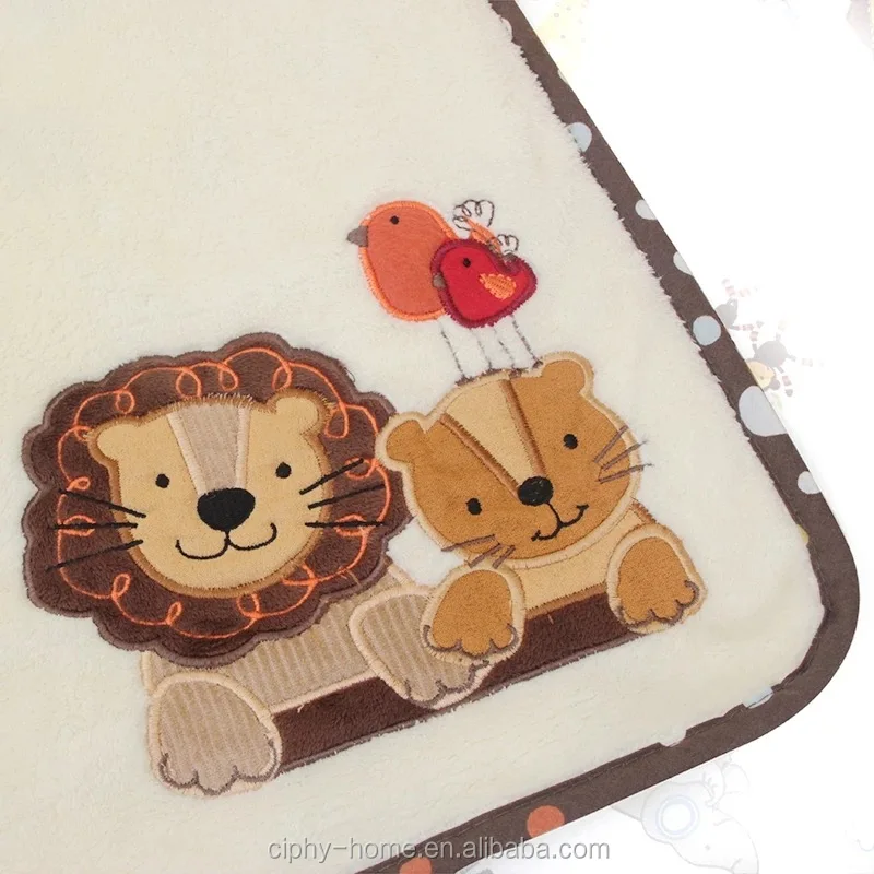 
Embroidery Plush Blanket Plush Toys Children Coral Fleece Baby Warm Blankets As Gift 
