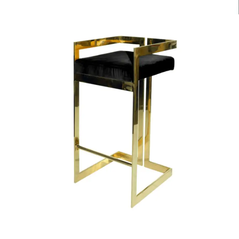 Luxury rose gold stainless steel velvet bar stool high chair