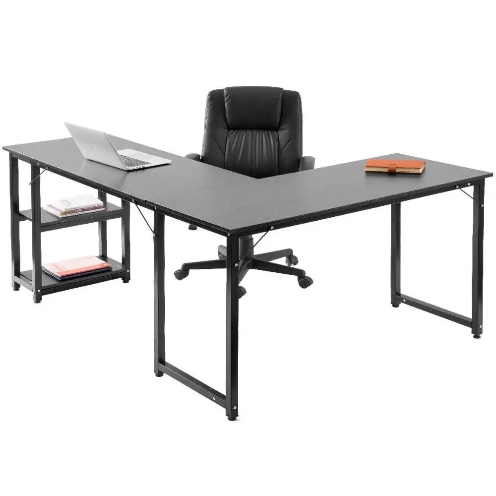 L-Shape Home Office Corner Computer Gaming Desk PC Laptop Table  with Shelves