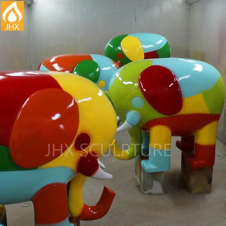 Life Size Outdoor Animals Sculpture,Colorful Large Elephant Statues