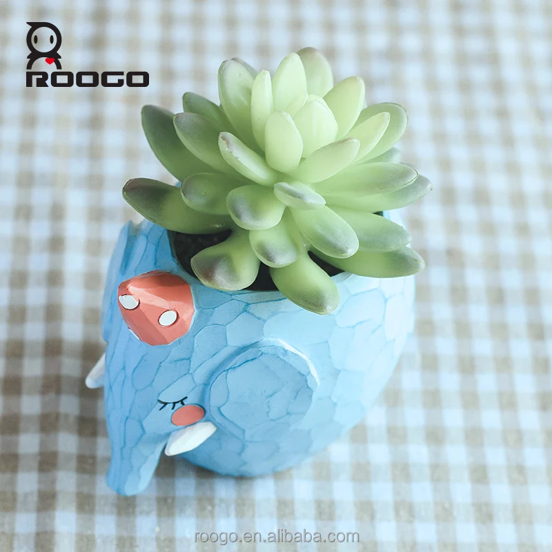 Roogo Wholesale Price Popular Design Resin Indoor Home Garden Decor Crocodile Elephant Dinosaur Whale Statue Succulent Bonsai