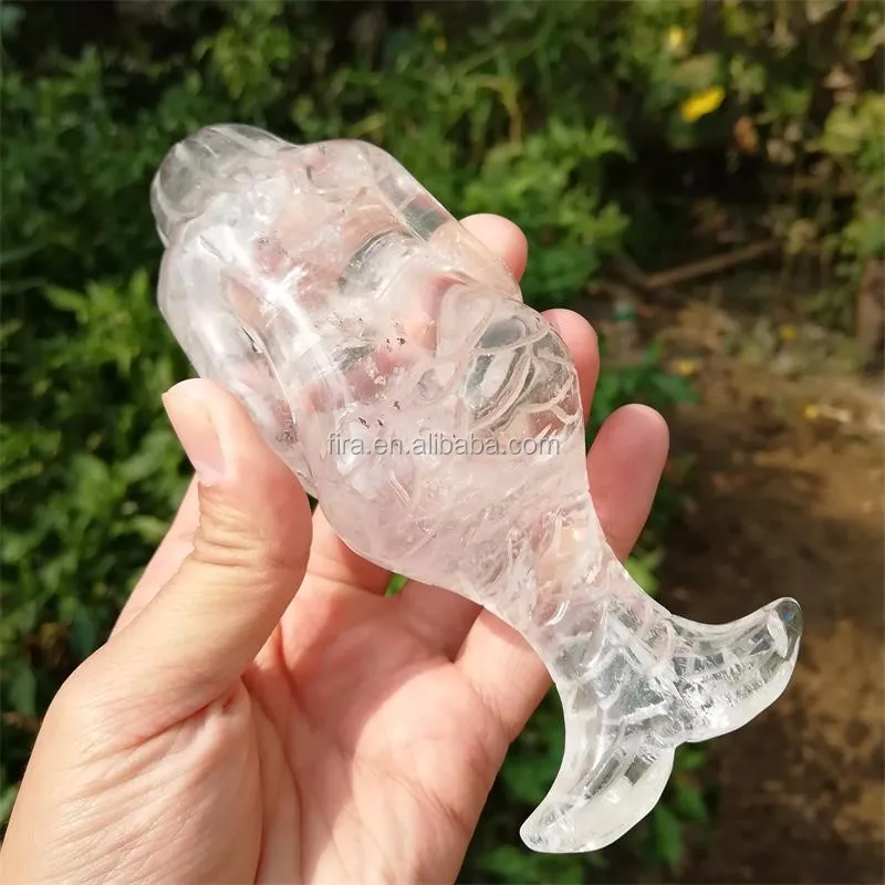 Hand Carved Mermaid Figurines And Statues White Quartz Stone Crystal Mermaid Sculpture For Wedding Gift