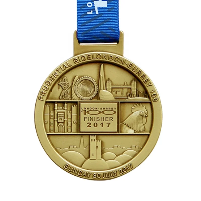 Cheap Custom Antique Bronze Sports Marathon Finisher Running Medals with Event Date