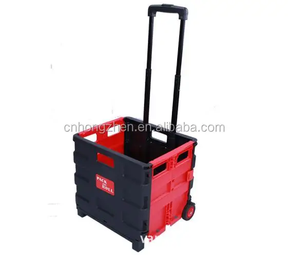 
fashion portable folding shopping trolley 35L Collapsible plastic Shopping Trolley Reusable Shopping Cart Adjustable Handle 