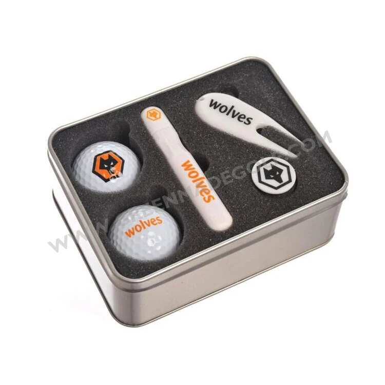 Natural color metal tin box with golf tees special golf gift set