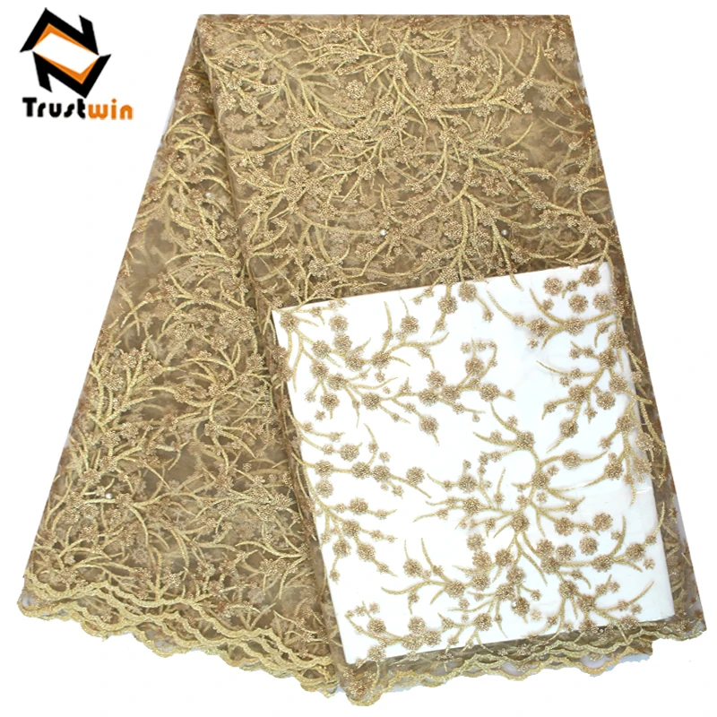 Handmade unique african sequin flower embroidery french beaded nigerian tulle lace fabric