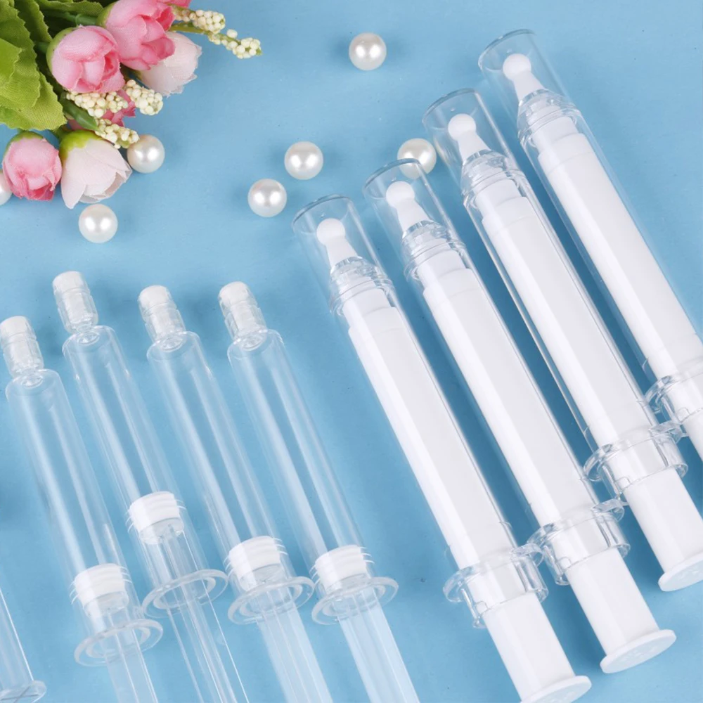 Hengsheng Factory supply custom white empty 10ml acrylic applicator smear type Syringe Bottle for cosmetic facial care