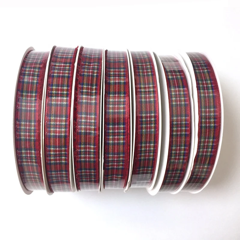 OKAY Factory Custom 1 INCH Woven Classic  Royal Stewart Tartan Craft Ribbon for Gift Wrapping, tartan ribbon
