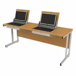Flip Top Wooden 2 Person Computer Table with Metal Frame