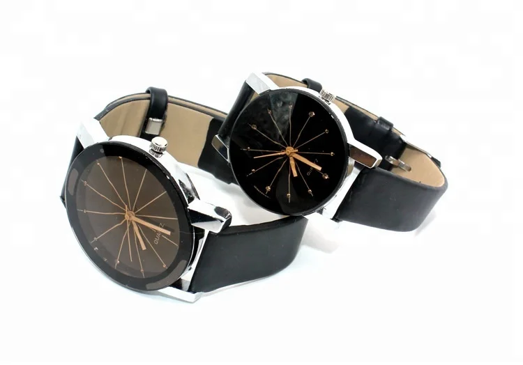 Wholesale sale quality one dollar leather couples wrist watches