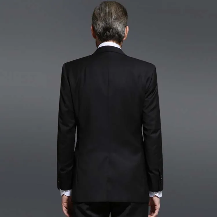 New style one button Notch Lapel black 70% wool wedding dress suit for men