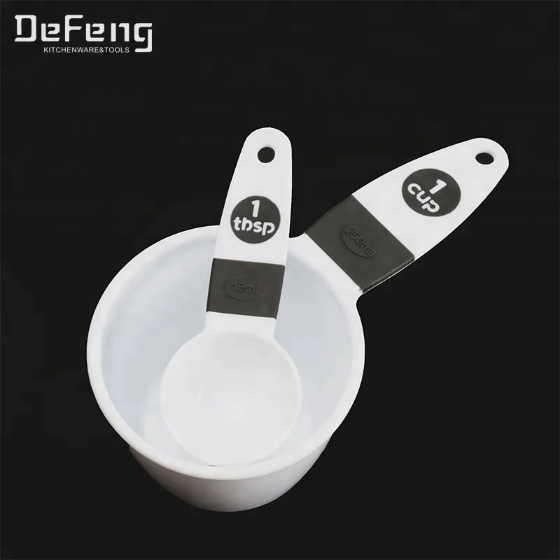 
Multi Function 8 Pieces White Plastic Measuring Cup Set And Spoon 