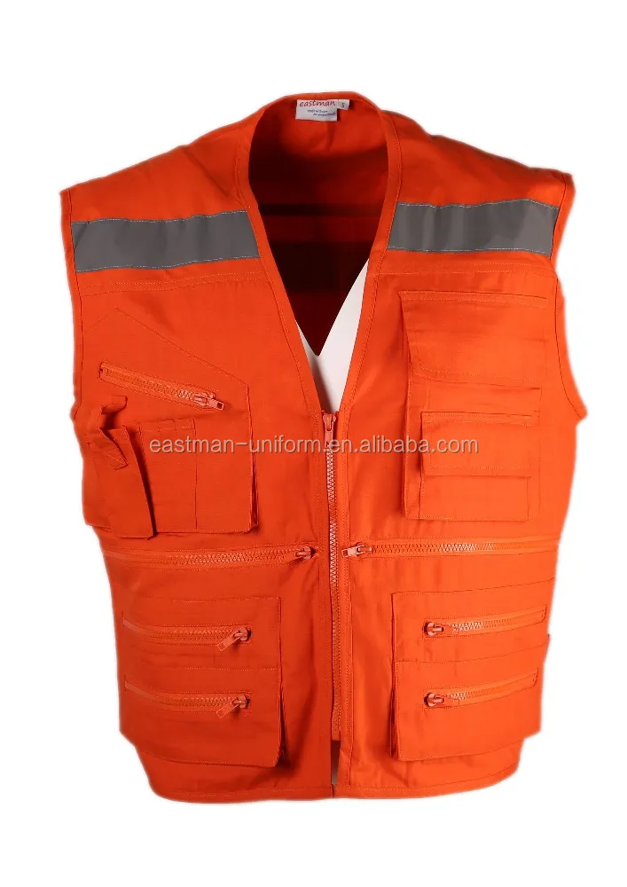 
poplin safety workwear vest with reflective multi-pockets chaleco 