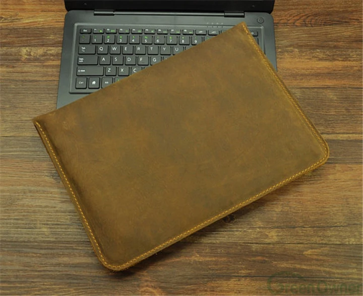 Good Choice genuine leather handmade custom size logo color for mac-book air cover, laptop case for mac-book, laptop pouch