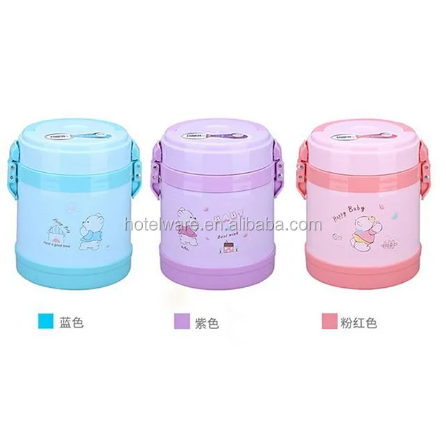 NEW 2 layers plastic case SS304 inner box keep cool or warm vacuum children food container with handle