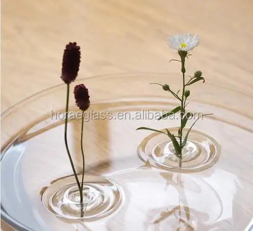 Fashion design waves floating type transparent glass vase vase hydroponic flowers hand made mouth blown glass flower vase