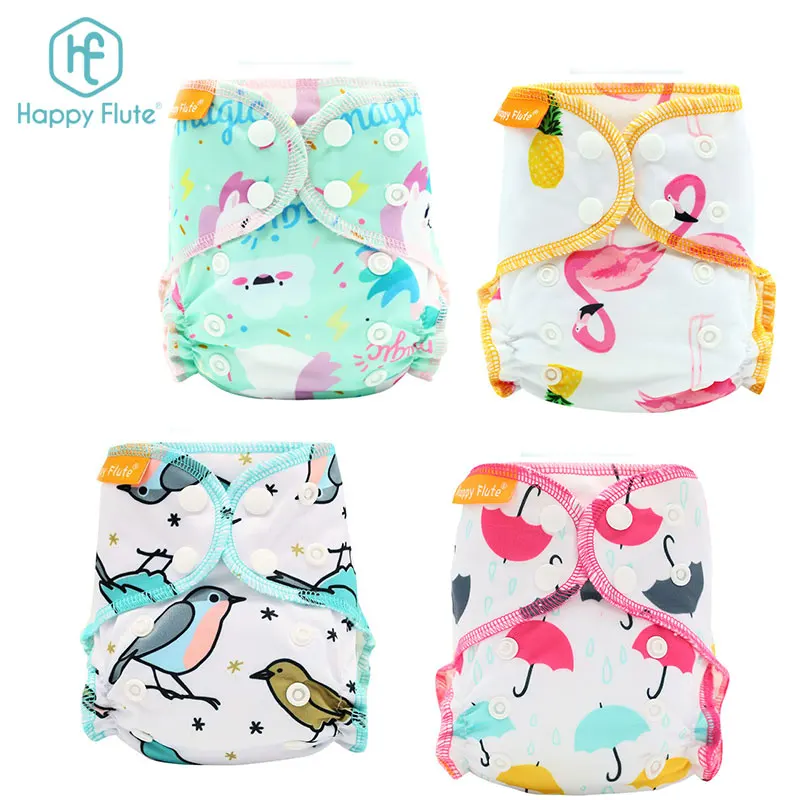Happyflute Soft Waterproof fabric cloth diapers babies washable AIO newborn bamboo cotton diaper free sample