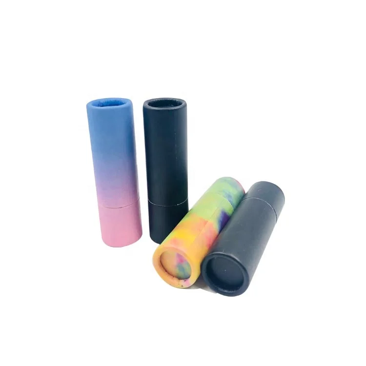 Environmental protection black empty kraft paper lipstick tube /kraft lipgloss container / round lip balm paper tube