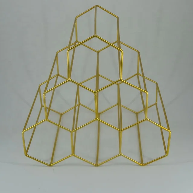 Wholesale home tabletop metal creative hexagon wine rack