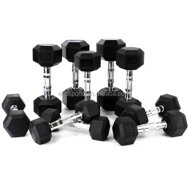 wholesales stock customs sports Performance lb rubber encased hex dumbbell in pairs Hex Rubber  Dumbbell