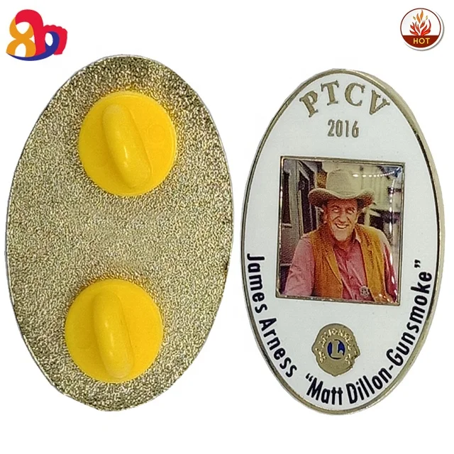 Promotional Custom Oval Print Photo Resin Reusable Name 2 Pin Badge for Name Badge Holder
