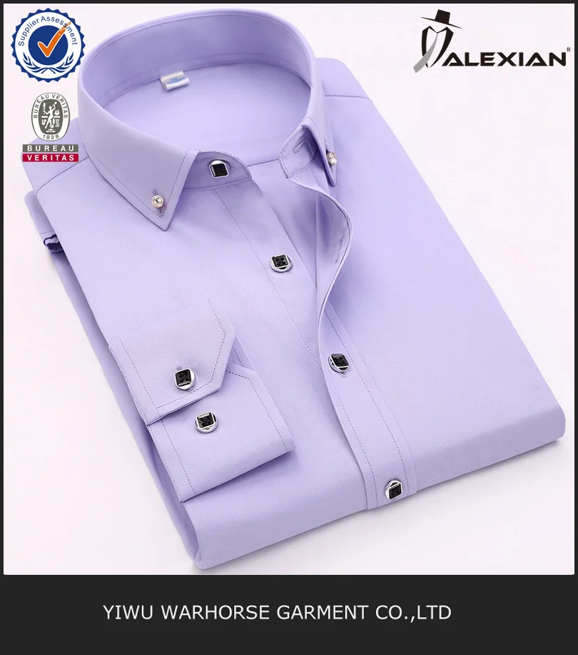 2021 Get Free Sample Contrast Color Collar and Cuff  Solid Custom Slim Fit Dress Shirt for Men