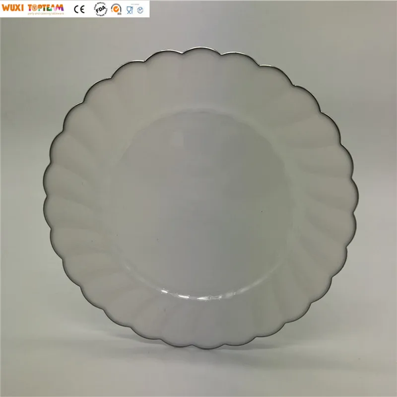 10 'одноразовая пластиковая пластина с серебряным ободком для свадьбы