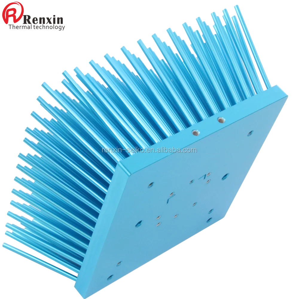 Radiator Pin Fin Square Heat Sink 160mm 100w Led Grow Light Heatsinks Cold Forged Aluminum Blue Aluminum Extrusion IP65 Rohs 0.9