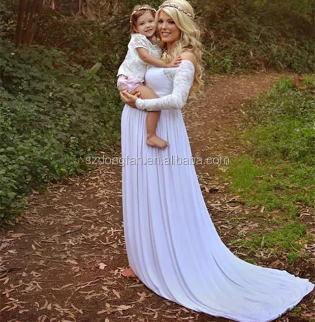Long Sleeve Women Gown Maternity Dress Lace Wedding Dress 2017 Maxi Dress