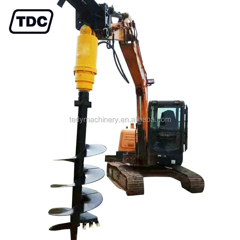 Small excavator mounted tree planting earth auger drill with tungsten drilling bit