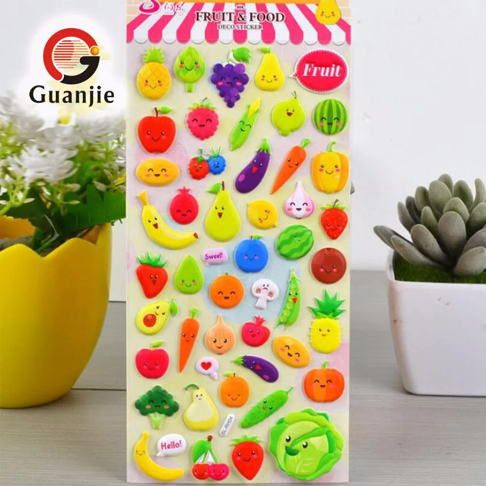 decorative fruits puffy sticker,foam sticker for kids