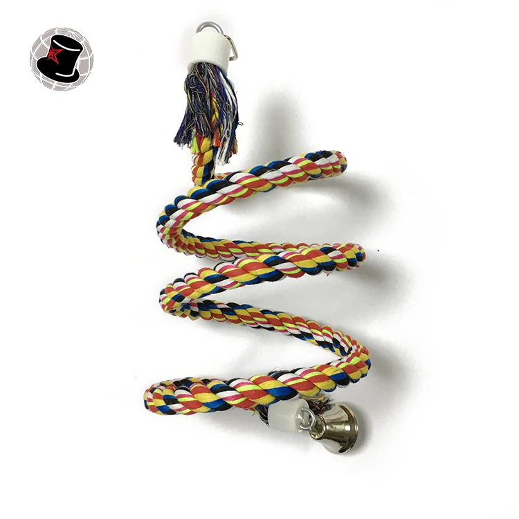 Parrot Colored Cotton Rope Swivel Ladder Parrot Nibbled At The Toy  pet christmas toys