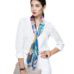 Free Sample No MOQ Custom Digital Printed 100 Pure Satin Silk Scarf Square Neck Scarves For Lady